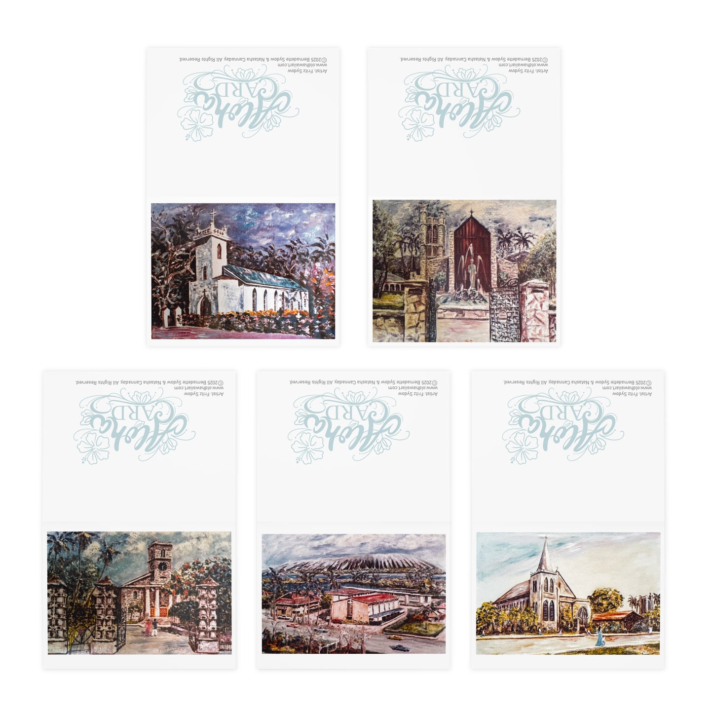 Timeless Faith in Old Hawaii – Greeting Cards Featuring Historic Churches of Oʻahu – 5-Pack